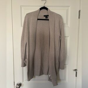 Tahari Light Beige Open Front Cardigan Sweater